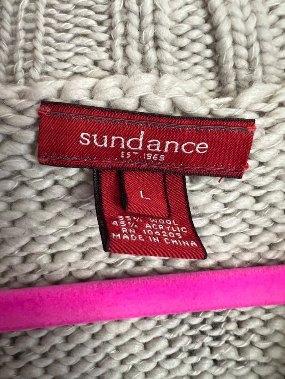 Sundance Knit Quarter Zip Pullover Wool Blend Sweater Cream Black Mens Large - Picture 4 of 7